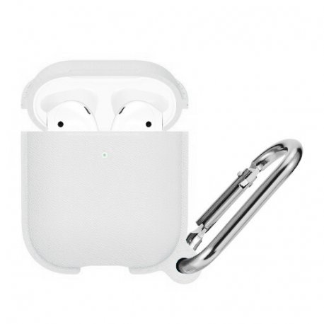 Чехол Silicone Leather Case для Airpods 1/2 White