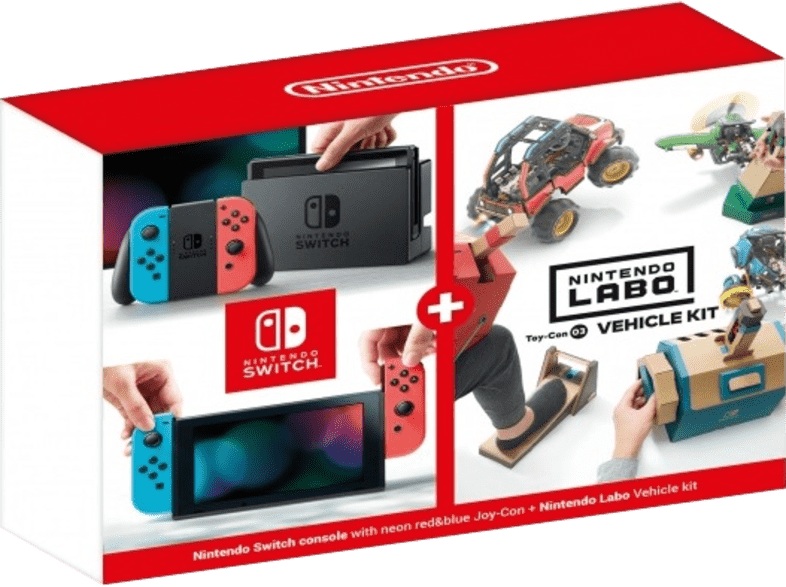 Nintendo Switch V2 with Neon Red and Neon Blue Joy-Con + Nintendo